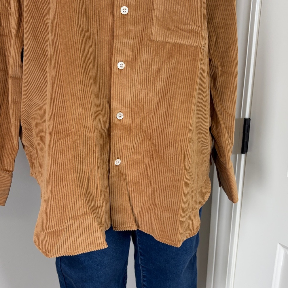 AYR The Deep End Corduroy Button Up Shirt Chipwich Tan Womens Camel Sz XL - Picture 5 of 14